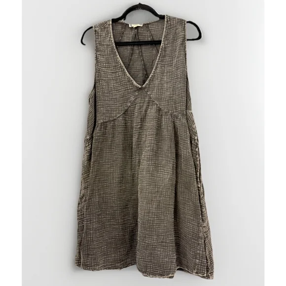 Easel Los Angeles Large Cotton Gauze Dress V Neck Sleeveless With Pockets Size L - Picture 1 of 5
